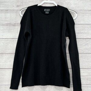 C by Bloomingdales Cashmere Black‎ Sweater Long Sleeves Open Shoulder S